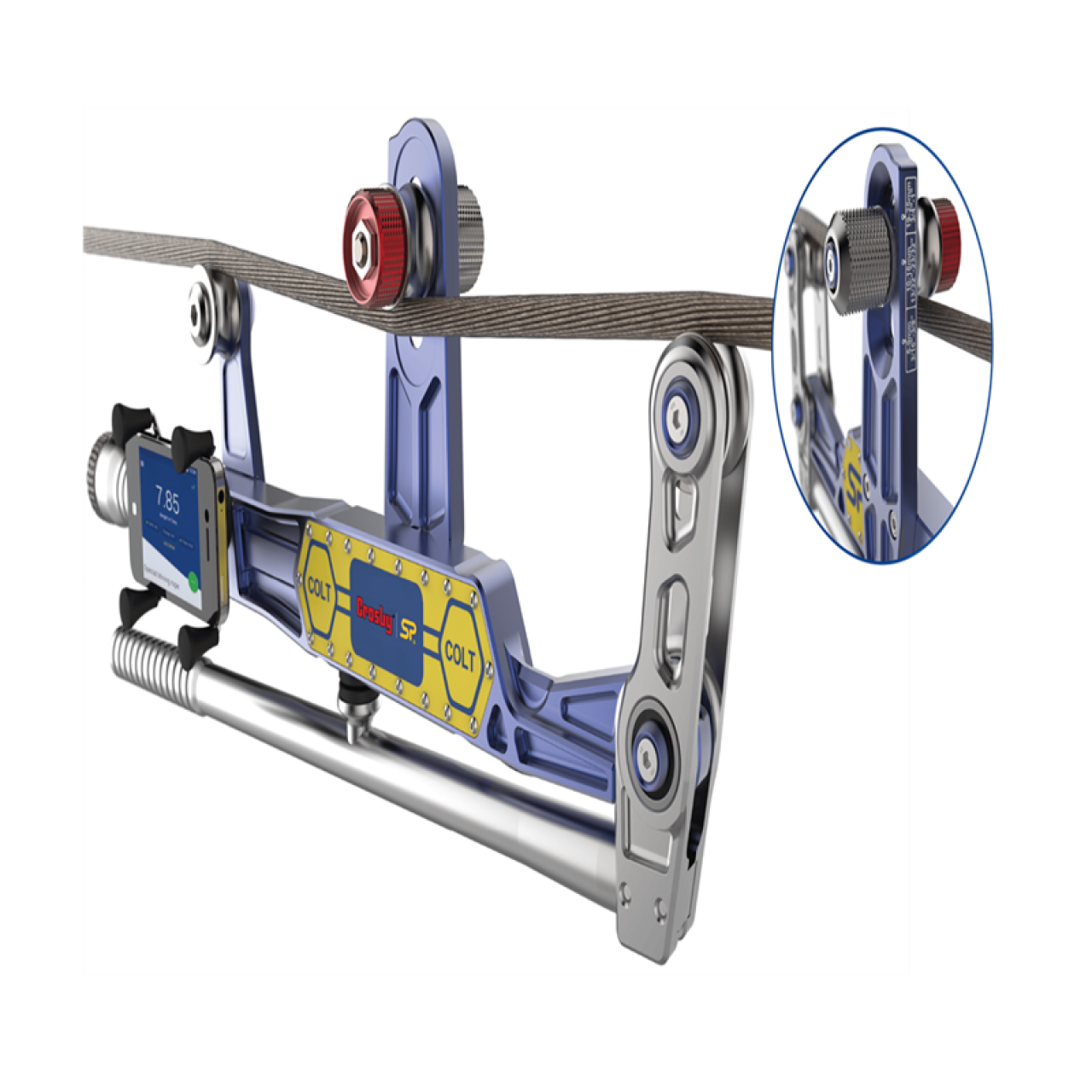 Bezdrôtový merač napätia pre oceľové lano - Clamp On Line Tensionmeter (COLT)